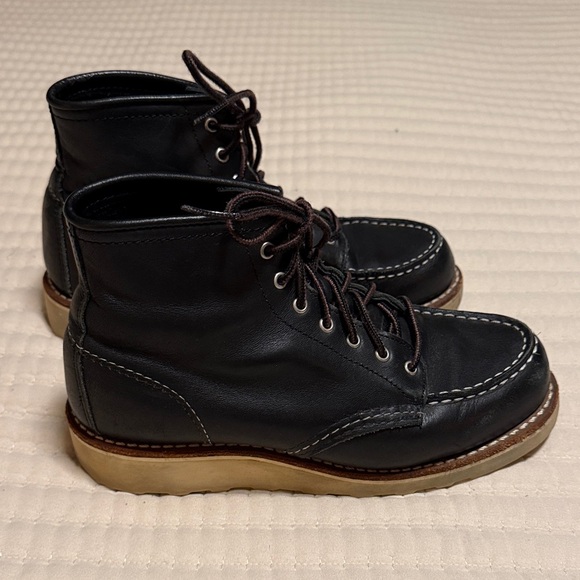 Red Wing Shoes 6-inch Classic Moc Black Lace Up Leather Boots - Picture 5 of 11